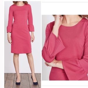 Pink shift dress with bell sleeves